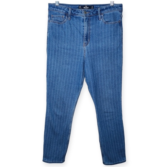Hollister Denim - Hollister Blue White Pinstripe Ultra High Rise Ankle Skinny Jeans